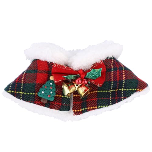 Plüschpuppen Kleidung, Süßes Puppen Outfit Karierter Weihnachtsumhang mit Schleife und Glöckchen Kostümzubehör Ideal zum Plüschspielzeug Weihnachten Dressing Ausstellen von Penitue