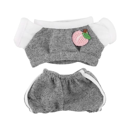 Plüschpuppen Kleidung Set, Kawaii Erdbeer 17cm Plüschpuppen Outfit Modisches T-Shirt und Hosen Set Kostümzubehör Ideal zum Ausstellen Sammeln von Plüschtieren von Penitue