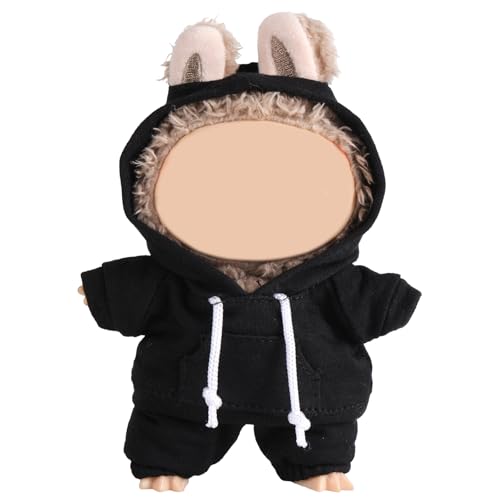 Puppenkleidungsset, 17 cm Puppenoutfit im Lässigen Stil Kapuzenpullover und Hosen Kostüm Stilvolles Süßes Kleidungszubehör für Sammlerdekoration und -Ausstellung (Schwarz) von Penitue