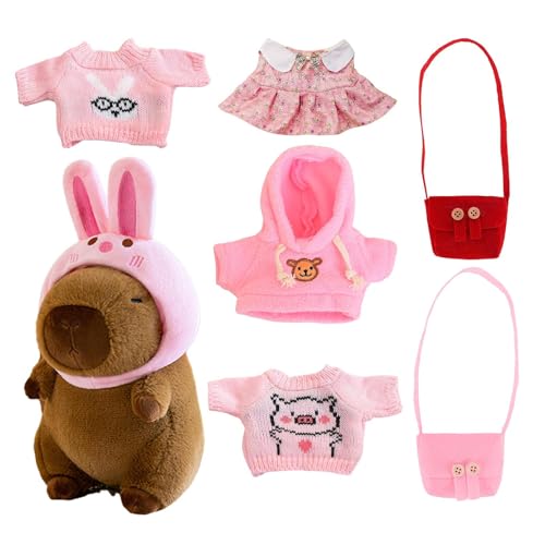 Capybara Plüschtier, 25 cm Wasserschwein Plüschtier zum Anziehen, Niedlich Capybara Kuscheltier Stofftier, Weiche Wasserschwein Plüschpuppe mit Kleidung und Zubehör, Geschenk für Kinder Junge Mädchen Capybara Plüschtier, 25 cm Wasserschwein Plüschtier zum Anziehen, Niedlich Capybara Kuscheltier Stofftier, Weiche Wasserschwein Plüschpuppe mit Kleidung und Zubehör, Geschenk für Kinder Junge Mädchen von Penlimly