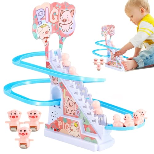 Elektrische Schweinchen Treppensteigen Spielzeug, Schweinchen Achterbahn Spielzeug, Klettertreppe Spielzeug mit Rutsche, Schweinchen Rutsche Spielset Geschenk für Kleinkinder und Kinder Elektrische Schweinchen Treppensteigen Spielzeug, Schweinchen Achterbahn Spielzeug, Klettertreppe Spielzeug mit Rutsche, Schweinchen Rutsche Spielset Geschenk für Kleinkinder und Kinder von Penlimly