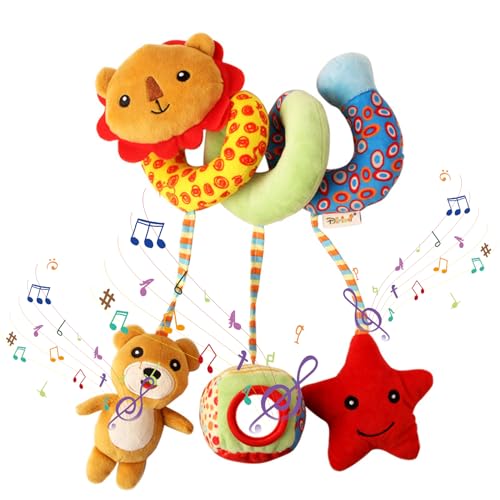 Kinderwagen Spielzeug Baby, Aktivitätsspirale Baby Hängespielzeug für Babyschale Kinderwagen Babybett Kinderbett Autositz, Babyspirale Plüschspielzeug für Kleinkinder Junge Mädchen 0 3 6 9 12 Monaten von Penlimly
