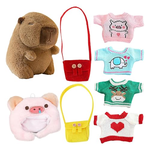 Penlimly Capybara Plüschtier mit Kleidung und Accessoires, 25cm Capybara Plüsch Stofftier Kuscheltier zum Anziehen, Wasserschwein Plüschtier Plüschpuppe, Geschenk für Kinder Junge Mädchen Penlimly Capybara Plüschtier mit Kleidung und Accessoires, 25cm Capybara Plüsch Stofftier Kuscheltier zum Anziehen, Wasserschwein Plüschtier Plüschpuppe, Geschenk für Kinder Junge Mädchen von Penlimly