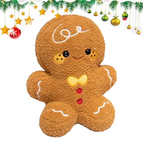 Penlimly Gingerbread Man Weihnachts Plüschfigur,Lebkuchenmann Kuscheltier | Kuscheliger Umarmungs Spielzeug Puppe Für Kinder Erwachsene Sofa Bett Auto von Penlimly
