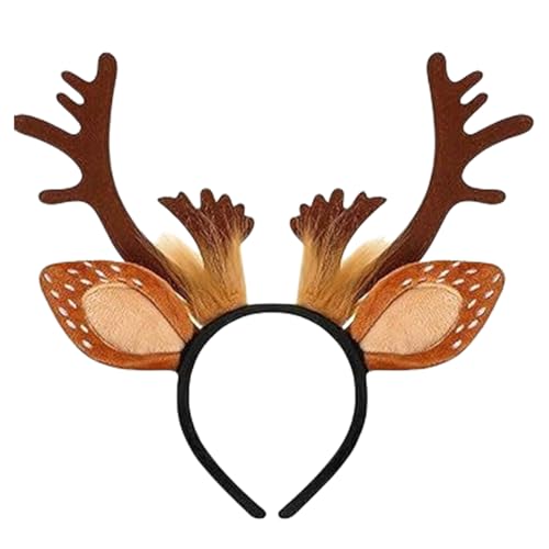 Penlimly Weihnachts-Stirnband mit Rentiergeweih, realistisches Geweih, niedliches Weihnachts-Stirnband, Tierohren für Cosplay, Hirschkostüm, Zubehör, Bopper, Hüte für den Urlaub von Penlimly