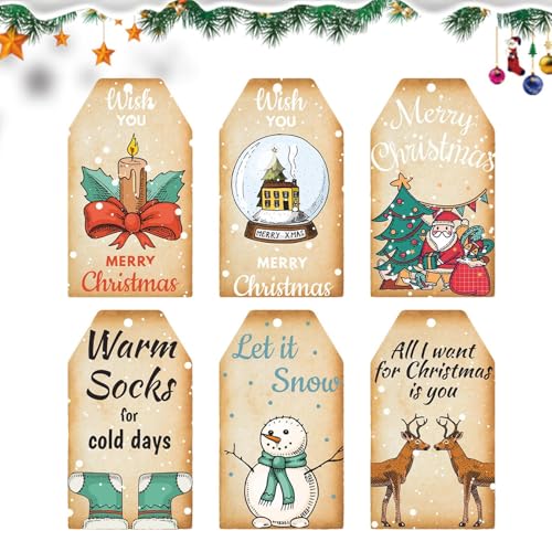 Penlimly Weihnachtsanhänger mit Schnur,Weihnachtsgeschenkanhänger mit Schnur,60 Stück Weihnachtsanhänger Dekoration | Weihnachtsdekorationsanhänger, Weihnachtsbänder für Familie Penlimly Weihnachtsanhänger mit Schnur,Weihnachtsgeschenkanhänger mit Schnur,60 Stück Weihnachtsanhänger Dekoration | Weihnachtsdekorationsanhänger, Weihnachtsbänder für Familie von Penlimly