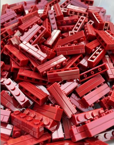 Penny Bricks® 200 Stück Baustein Mauerstein 1x4, Masonry Profile Brick | Klemmbausteine einzeln kaufen, 100% kompatibel (Dunkelrot (Dark Red)) von Penny Bricks