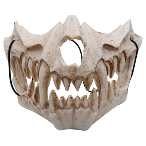 Halloween -Schädelmaske, Halloween -Skelettmaske, gruselige Werwolf Halbschädel, Cosplay -Kostüm Halbgesicht Zähne Party Cosplay Festival, Scary Halloween -Schädelmaske, Halloween -Skelettmaske, gruselige Werwolf Halbschädel, Cosplay -Kostüm Halbgesicht Zähne Party Cosplay Festival, Scary von Peosaard