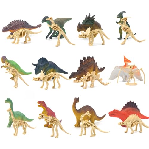 Mini -Dinosaurier -Figuren 24PCs/Set Dinosaurier Skelette für Kinder farbenfrohe realistische Dinosaurierfiguren Dinosaurierknochen Dinosaurier Fossilienspielzeug für Mädchen im Alter von 3+ W von Peosaard