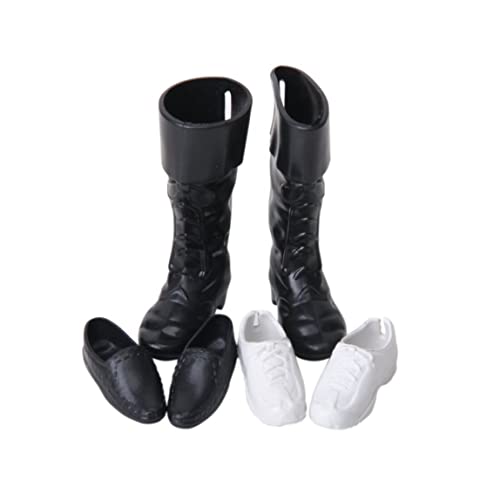 Mini -Schuhe, Puppenhaus Miniaturschuhe süße Mini -Puppe Prince für Puppenspielzeugzubehör Haus Dekoration 3pairs (schwarz und weiß), Plastik, Plastik von Peosaard