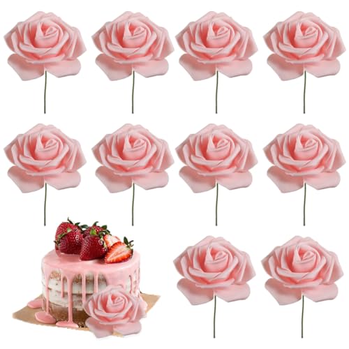 Muttertag Kuchen Topper, Frauentag Kuchen -Topper Rose Blumentopper für 3.8 Göttin Festival Mutter Party Dekor 10pcs 7, 5x20 cm, Rosenblume von Peosaard
