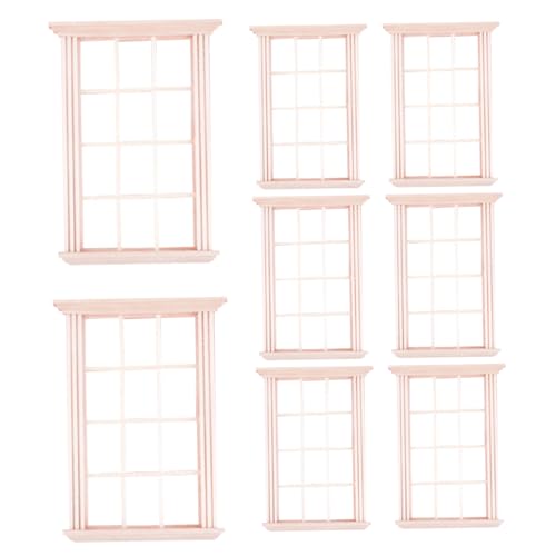 Peosaard Dollhouse Windows 1:12 Skala 8pcs Holz Miniaturfenster Rahmen DIY Craft Mini Fenstermodell mit 12 Grids Dolls House Furniture für Puppenhauszubehör von Peosaard