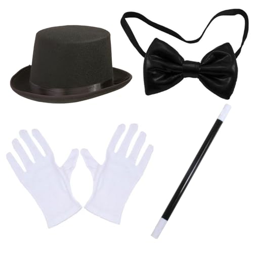 Peosaard Kinder Magier Kostüm, 4PCS Kinderspielzeugkit mit hohem Hut, Zauberstab, Handschuhen und Fliege für Kostümpartys, Cosplay und Themenveranstaltungen Peosaard Kinder Magier Kostüm, 4PCS Kinderspielzeugkit mit hohem Hut, Zauberstab, Handschuhen und Fliege für Kostümpartys, Cosplay und Themenveranstaltungen von Peosaard