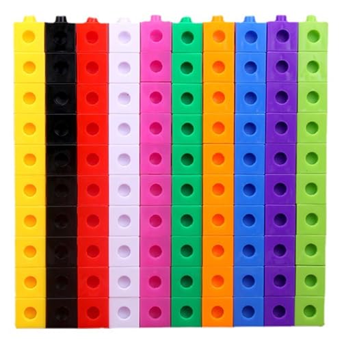 Peosaard Mathematikwürfel 100pcs Zahlenblöcke, Kunststoffzählungswürfel Bildungsspielzeug, 10 Farben Nummernblöcke Spielzeug mit 18 Blättern Fragenkarten für Kinder Alter 3+, Zahlenblöcke von Peosaard