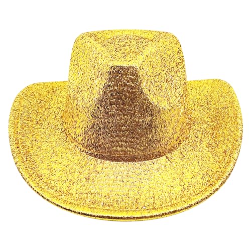 Peosaard Pailletten Cowboyhut, Funkelnde Roll -Up -Wide Brim Cowgirl Hut, Cotton Gold Cowboyhut mit lockiger Kante für Party, Cosplay, täglicher Verschleiß Peosaard Pailletten Cowboyhut, Funkelnde Roll -Up -Wide Brim Cowgirl Hut, Cotton Gold Cowboyhut mit lockiger Kante für Party, Cosplay, täglicher Verschleiß von Peosaard
