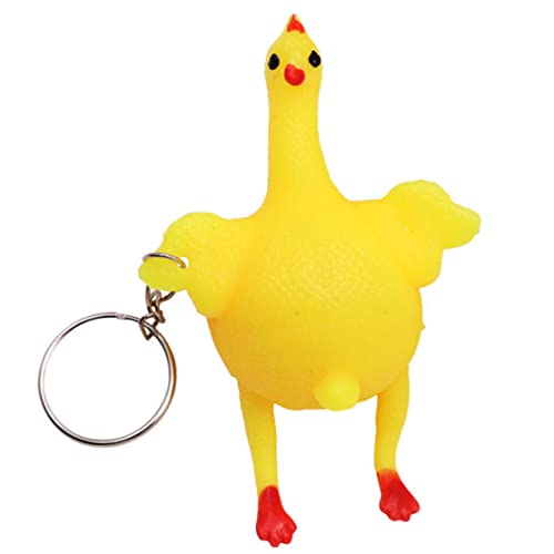 Squeeze Chicken Toy Laying Henne Ei Spielzeug Kinder knifflige lustige Gadgets Keyring Stress Relief Toy Neuheit Küken Schlüsselhain Ornamente, Hühnchenspielzeug von Peosaard