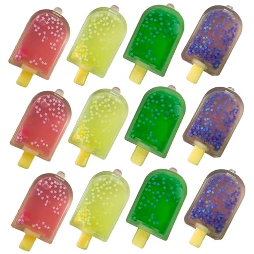 Squeeze Toys, 12 pcs realistischer Popssikel -Stress -Squeeze -Spielzeug, Sommer -dehnbarer Ultra -weicher Angst -Erleichterungspunkte für Partygunst, Geschenke, Schulprämien von Peosaard