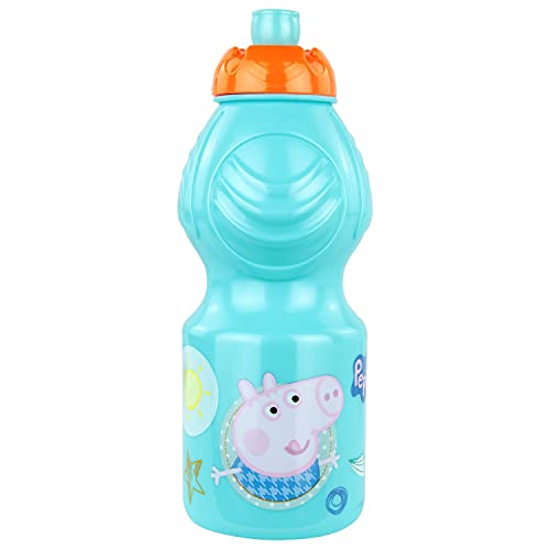 P:os 30693 - Trinkflasche für Jungen und Mädchen, ca. 400 ml, mit Peppa Wutz Motiv und Sportverschluss, aus Kunststoff, bpa- und phthalatfrei von p:os