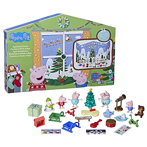 Peppa Pig Peppa's Kids Adventskalender, 45,7 x 91,4 cm (offen); enthält 24 Überraschungsspielzeuge, 4 Peppa Wutz Familienfiguren; ab 3 Jahren von Peppa Pig