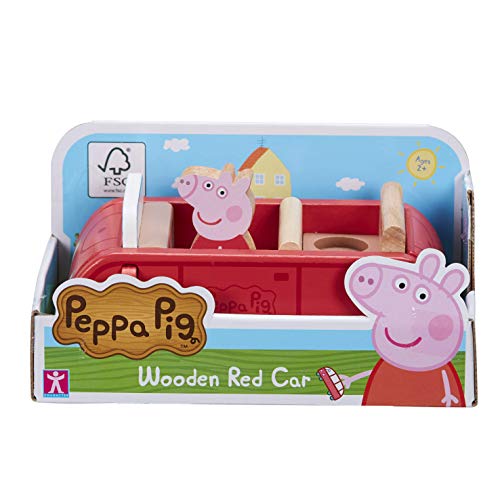 Peppa Pig Wooden Red Car, Push Along Vehicle, Imaginative Play, Preschool Toys, fsc Certified, Sustainable Toys, Gift for 2-5 Years Old von Peppa Pig