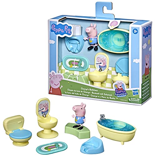 Peppa Pig Badezeit mit Schorsch, Vorschulspielzeug, Schorsch Wutz Figur und 6 Accessoires, für Kinder ab 3 Jahren F3768 Multi von Peppa Pig