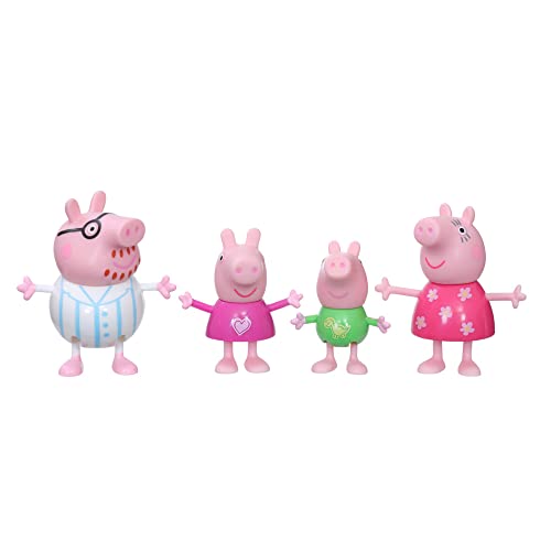 Peppa Pig Peppa’s Adventures Schlafenszeit bei Familie Wutz, 4er-Pack Figuren in Schlafanzügen, ab 3 Jahren von Peppa Pig