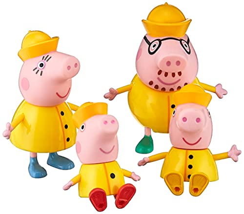 Peppa Pig Peppa’s Adventures Regentag mit Familie Wutz, Figuren 4er-Pack mit Regenmänteln, ab 3 Jahren von Peppa Pig