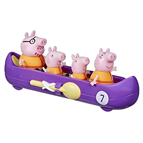 Peppa Pig Familie Wutz fährt Kanu Vorschulspielzeug, enthält 4 Figuren, 1 Fahrzeug mit Rädern, ab 3 Jahren geeignet, Multi von Peppa Pig