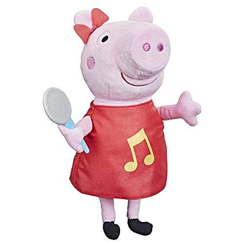Peppa Pig Grunz-mit-Mir-Peppa, Singende Plüschpuppe mit rotem Kleid und Schleife, singt 3 Lieder, ab 3 Jahren geeignet von Hasbro