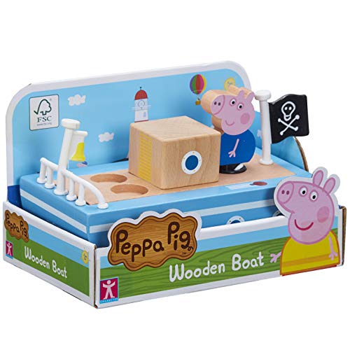 Peppa Pig Grandpa Pigs Wooden Boat, Sustainable FSC Certified Wooden Toy, Preschool Toy, Imaginative Play, Gift for 2-5 Year Old von Peppa Pig