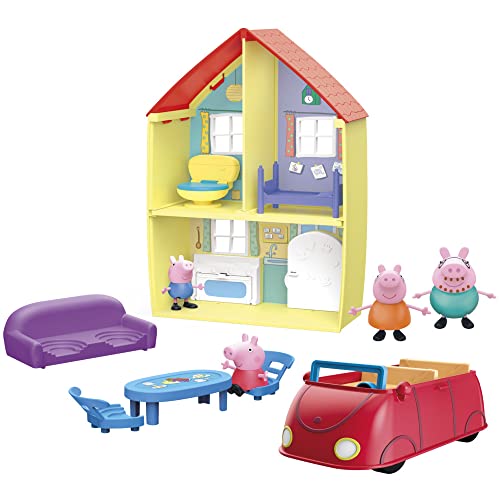 Peppa Pig Peppa’s Adventures Peppas Haus, Komboset mit Spielset, Auto mit Geräuschen, 4 Figuren und 6 Accessoires, ab 3 Jahren von Peppa Pig