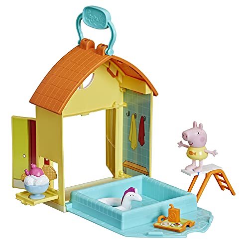 Peppa Pig Peppa’s Adventures Peppas Schwimmbad-Tag Spielset, Vorschulspielzeug, enthält 1 Figur und 4 Accessoires, ab 3 Jahren geeignet von Peppa Pig