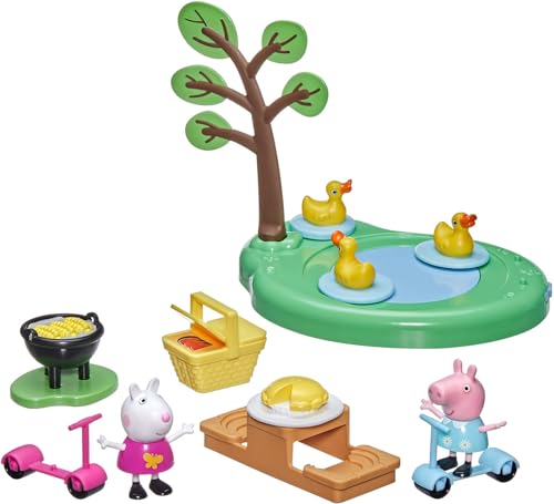Peppa Pig Peppa`s Adventures Picknick mit Peppa Spielset, Vorschulspielzeug mit 2 Figuren und 8 Accessoires, für Kinder ab 3 Jahren von Peppa Pig