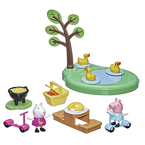 Peppa Pig Peppa`s Adventures Picknick mit Peppa Spielset, Vorschulspielzeug mit 2 Figuren und 8 Accessoires, für Kinder ab 3 Jahren von Peppa Pig