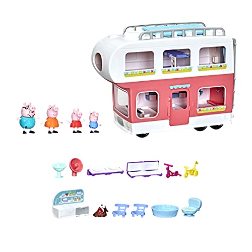 Peppa Pig Abenteuer, Familien-Wohnmobil-Vorschulspielzeug, Spielset für den Umbau vom Fahrzeug zum Wohnmobil, spielt Geräusche und Musik, ab 3 Jahren, 13,5 x 46,5 x 38,1 cm von Peppa Pig