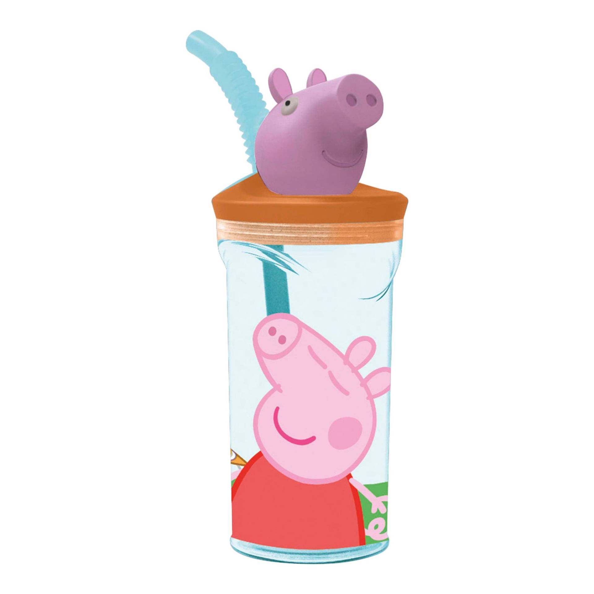 P:Os Peppa Pig Trinkbecher mit Strohhalm und 3D-Figur von P:OS