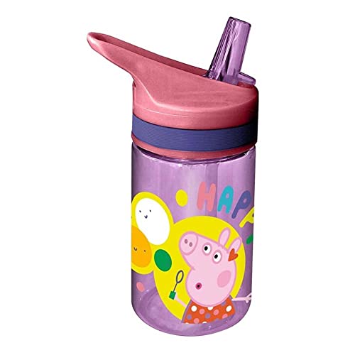 Peppa Pig Trinkflasche Tritan 400ml, Hochwertige Trinkflasche aus Tritan mit Strohhalm, KL85879, Kids Licensing, Bunt von Kids Licensing