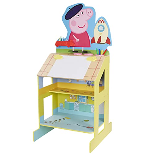 Peppa Pig Wooden Play Easel, 3 areas for play and creative activities; drawing area, chalkboard, and fun 2-story Peppa house. von Peppa Pig