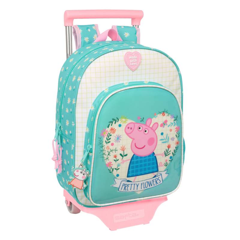 Schulrucksack mit Rädern Peppa Pig Pretty flowers Gelb Minze 26 x 11 x 67 cm 26 x 34 x 11 cm von Peppa Pig