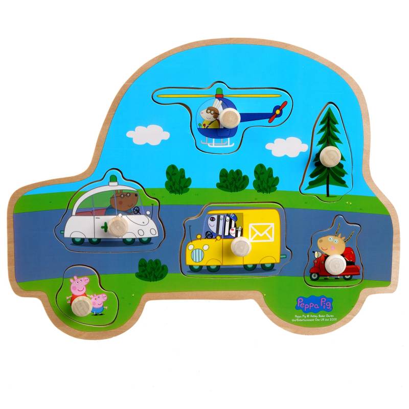 Barbo Toys Peppa Wutz Knopfpuzzle aus Holz Fahrzeuge 6 Teile von Peppa Wutz