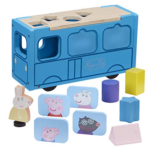 Peppa Pig 07222 Wooden School Bus Shape Sorter, FSC Wood, Wooden Toys, Preschool Gift Age 2, 3, 4 von Peppa Pig