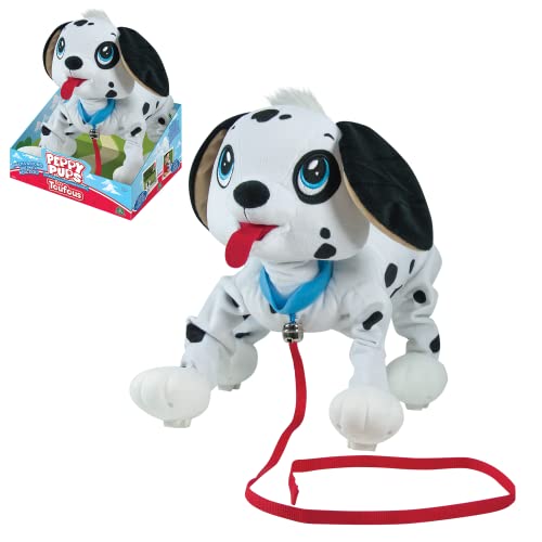 Peppy Pups PEP00200 Peppy Puppies-Dalmatiner-Plüschhund, der an der Leine läuft, Mehrfarbig, M von Giochi Preziosi