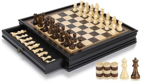 Peradix 2 in 1 Magnetisch Schachspiel mit Dame Spiel aus Holz, 32CM/12.6IN Schachbrett mit Lagerschublade und 2 Queen, Reiseschach Holz Hochwertig Schach Spielzeug für Kinder und Erwachsene Peradix 2 in 1 Magnetisch Schachspiel mit Dame Spiel aus Holz, 32CM/12.6IN Schachbrett mit Lagerschublade und 2 Queen, Reiseschach Holz Hochwertig Schach Spielzeug für Kinder und Erwachsene von Peradix