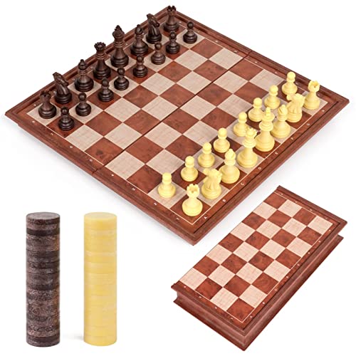 Peradix Schachspiel Magnetisch Dame Spiel,2 in 1 Magnet Schachbrett Schach Reiseschach für Kinder ab 6 Weihnachts Geschenk,25cm von Peradix