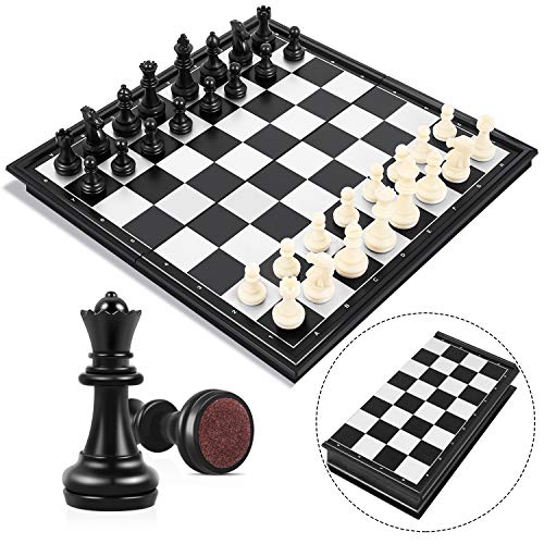 Peradix Schachspiel Magnetischem Einklappbar Schachbrett Schach für Kinder ab 6 Jahre (Schwarz und Weiß-25 * 25cm) von Peradix