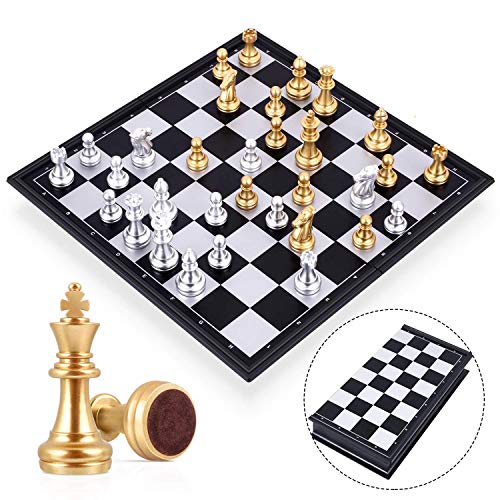 Peradix Schachspiel Magnetischem Einklappbar Schachbrett Schach für Kinder ab 6 Jahre und Erwachsene-Gold und Silber von Peradix