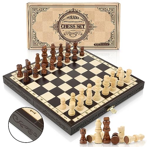 Peradix Schachbrett Holz Hochwertig, klappbar Schachspiel 29x29cm - Handgefertigt Schach Set für Kinder und Erwachsene,Reiseschach Weihnachts Geschenk von Peradix