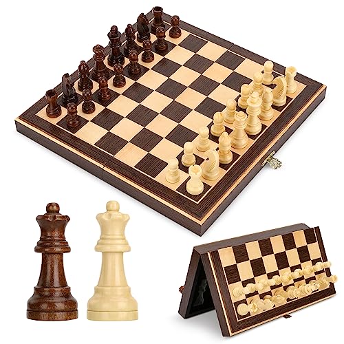 Peradix Magnetisch Schachspiel aus Holz - Klappbares Schachbrett 30x30cm mit 2 Königin-Stücken - Schach für Erwachsene und Kinder Geburtstag von Peradix