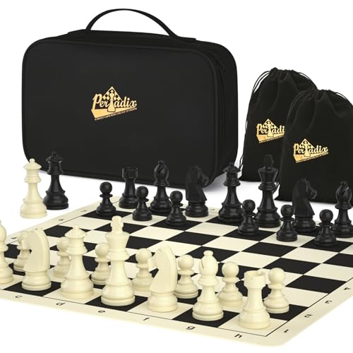 Peradix Schachspiel mit 2 Queen-Stücke,50 cm Große Größe Riesenschach,Kieselgel Schachbrett hochwertig,Schach Draußen mit Tragetasche für Kinder Geschenk von Peradix