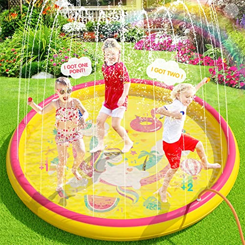 Peradix Splash Pad, 170CM Wasserspielzeug Baby Pool Pad Sprinkler Wasser-Spielmatte mit rutschfeste Splash Play Matte, Garten Outdoor Sommer Spritzen Sprinkler für Kinder, Baby, Haustiere Peradix Splash Pad, 170CM Wasserspielzeug Baby Pool Pad Sprinkler Wasser-Spielmatte mit rutschfeste Splash Play Matte, Garten Outdoor Sommer Spritzen Sprinkler für Kinder, Baby, Haustiere von Peradix